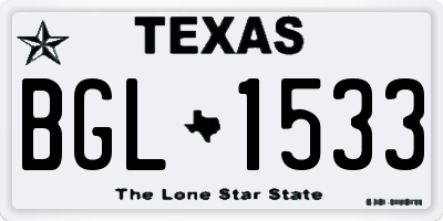 TX license plate BGL1533