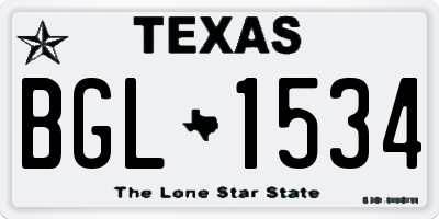 TX license plate BGL1534