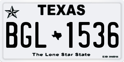 TX license plate BGL1536