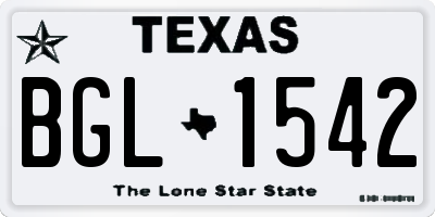 TX license plate BGL1542