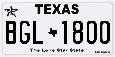TX license plate BGL1800