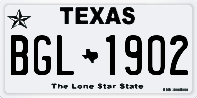 TX license plate BGL1902