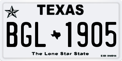 TX license plate BGL1905
