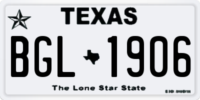 TX license plate BGL1906