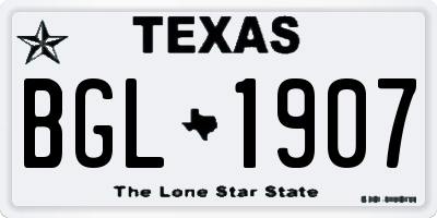 TX license plate BGL1907