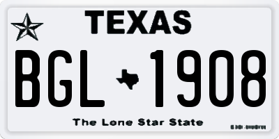TX license plate BGL1908