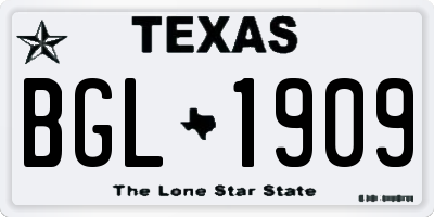 TX license plate BGL1909