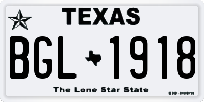 TX license plate BGL1918