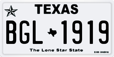 TX license plate BGL1919