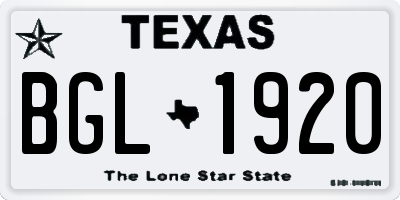 TX license plate BGL1920