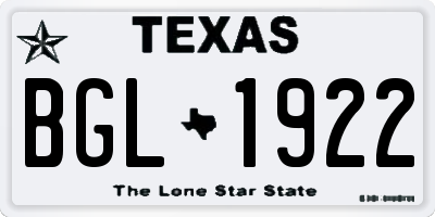 TX license plate BGL1922