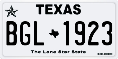TX license plate BGL1923
