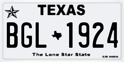 TX license plate BGL1924