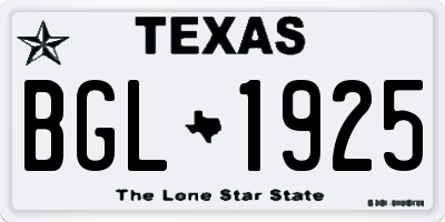 TX license plate BGL1925
