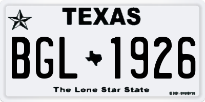 TX license plate BGL1926
