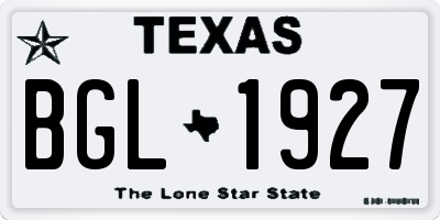 TX license plate BGL1927