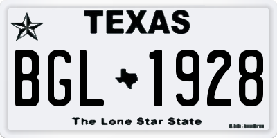 TX license plate BGL1928