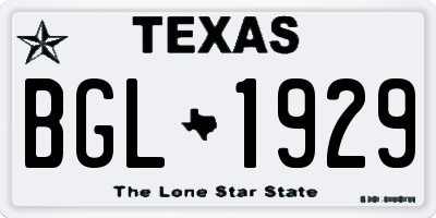 TX license plate BGL1929