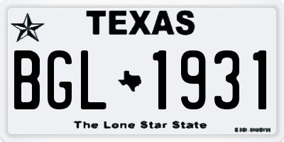 TX license plate BGL1931