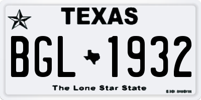 TX license plate BGL1932