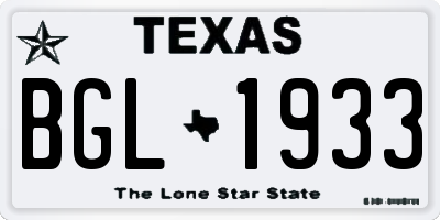 TX license plate BGL1933