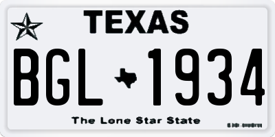 TX license plate BGL1934