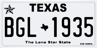 TX license plate BGL1935