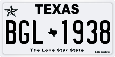 TX license plate BGL1938