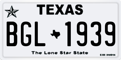 TX license plate BGL1939