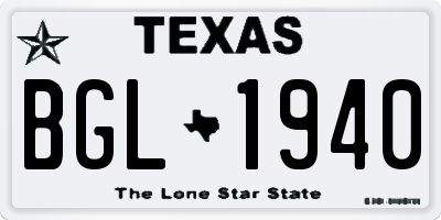TX license plate BGL1940