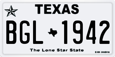 TX license plate BGL1942