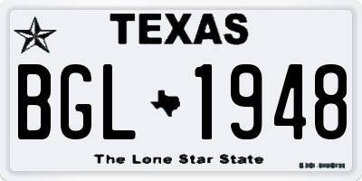 TX license plate BGL1948