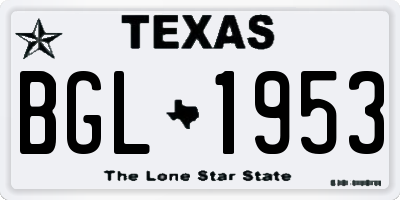 TX license plate BGL1953