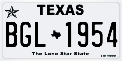 TX license plate BGL1954