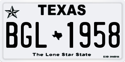TX license plate BGL1958