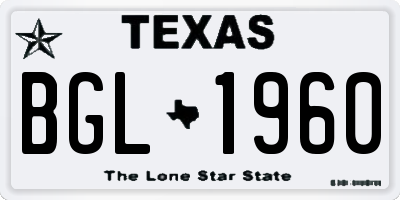 TX license plate BGL1960
