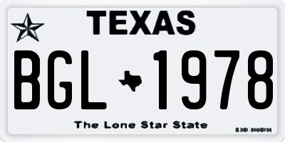 TX license plate BGL1978