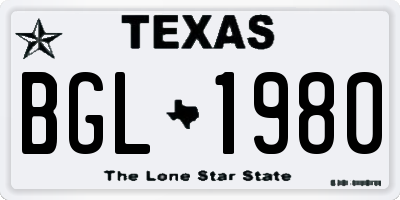TX license plate BGL1980