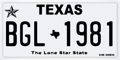 TX license plate BGL1981