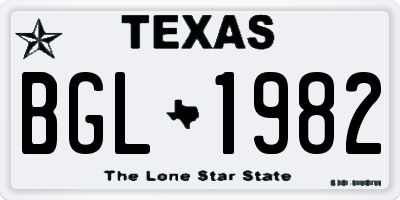 TX license plate BGL1982