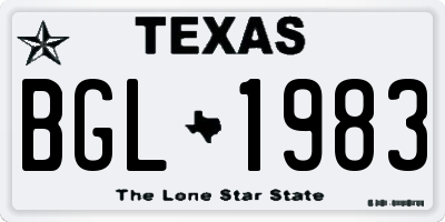 TX license plate BGL1983