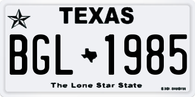 TX license plate BGL1985