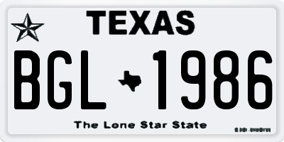TX license plate BGL1986
