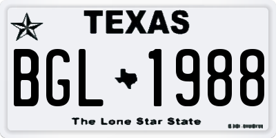 TX license plate BGL1988