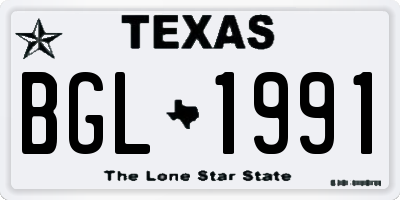 TX license plate BGL1991