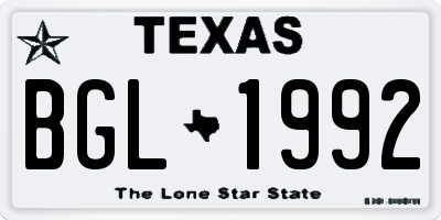TX license plate BGL1992