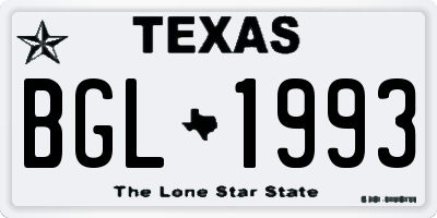 TX license plate BGL1993