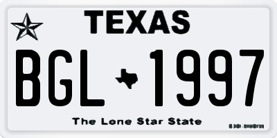 TX license plate BGL1997
