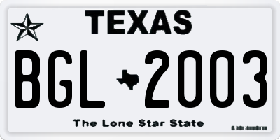 TX license plate BGL2003