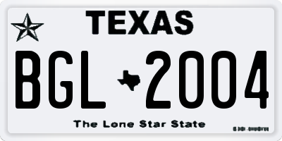 TX license plate BGL2004